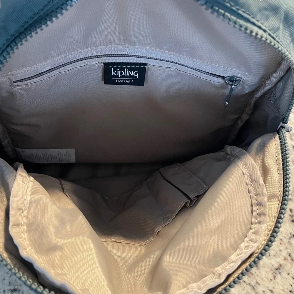 Kipling Seoul Small Backpack Women Small Blue Green‎ Crinkle Nylon Gorpcore Bag